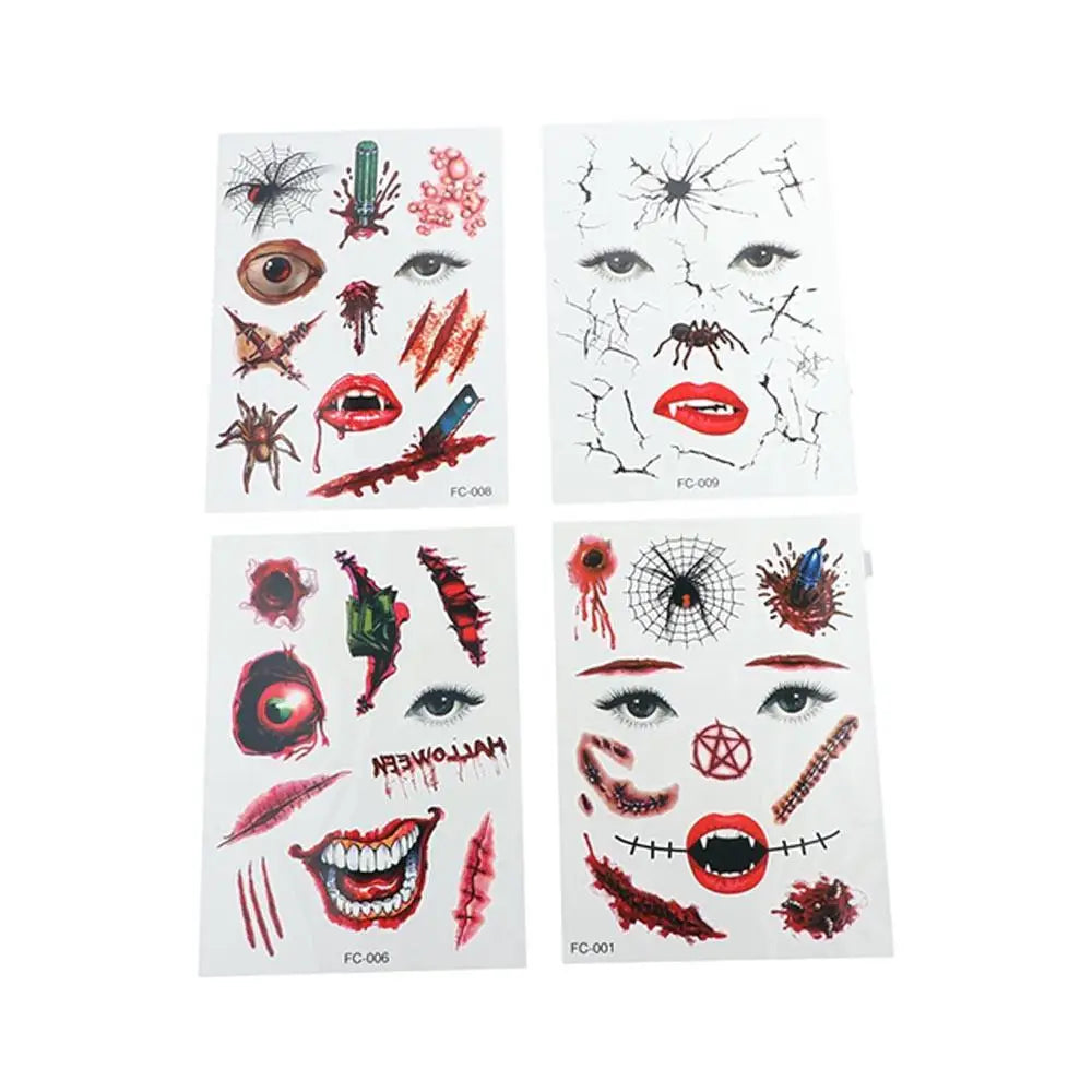 Stickers de tatuajes de terror impermeables para Halloween