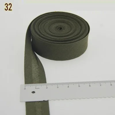 Sesgo, cinta al bies 100% de algodón, 20mm de ancho, 3/4 ",  con pliegue planchado, 5 mts