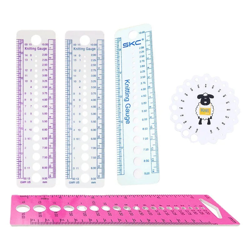 Herramienta de medición de palillos de tejer