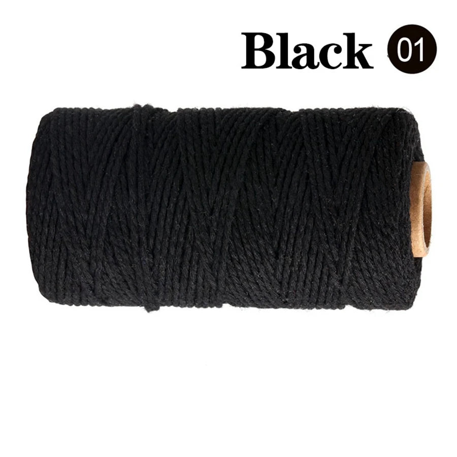 Cuerda de Algodón Puro para Macramé, de 2mm y 100M, 20 Colores