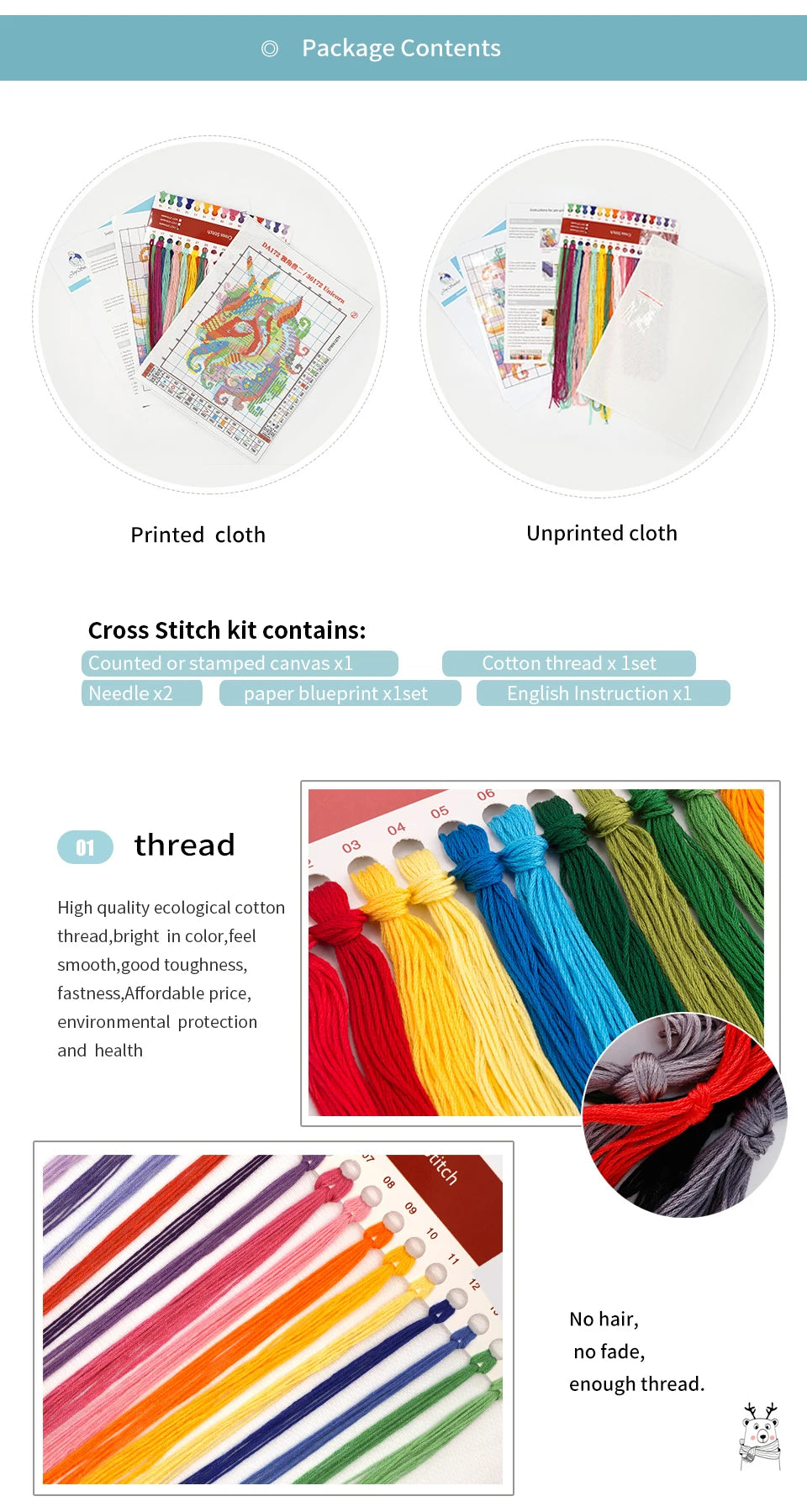 Kit de punto de cruz, imágenes de costura patrón HD impreso, tela Aida, 16CT, 14CT, 11CT