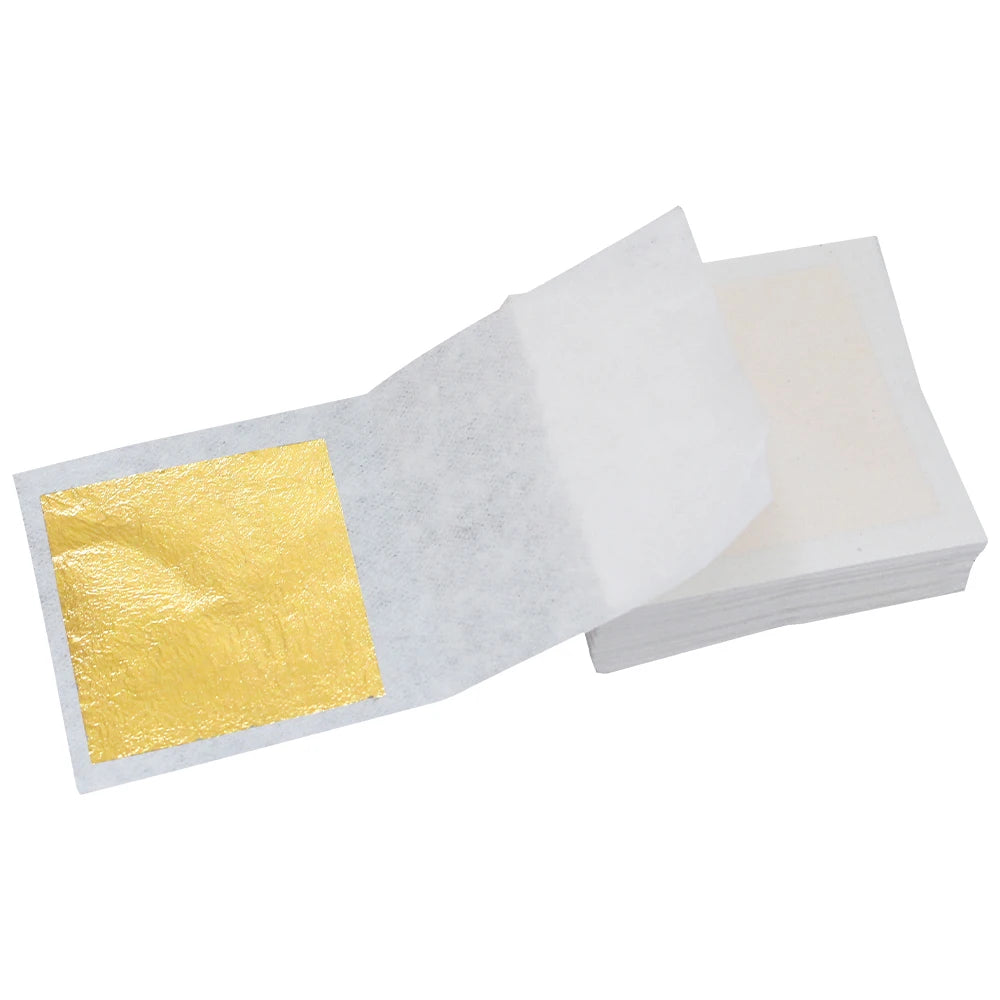 Hojas de hojas de oro puro de 24K, 10 Uds. para manualidades