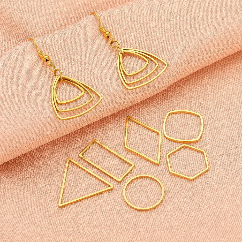 Pendientes de acero inoxidable dorado y plateado al vacío, suministros para hacer joyas de bisel, a granel, 20-50 Uds.