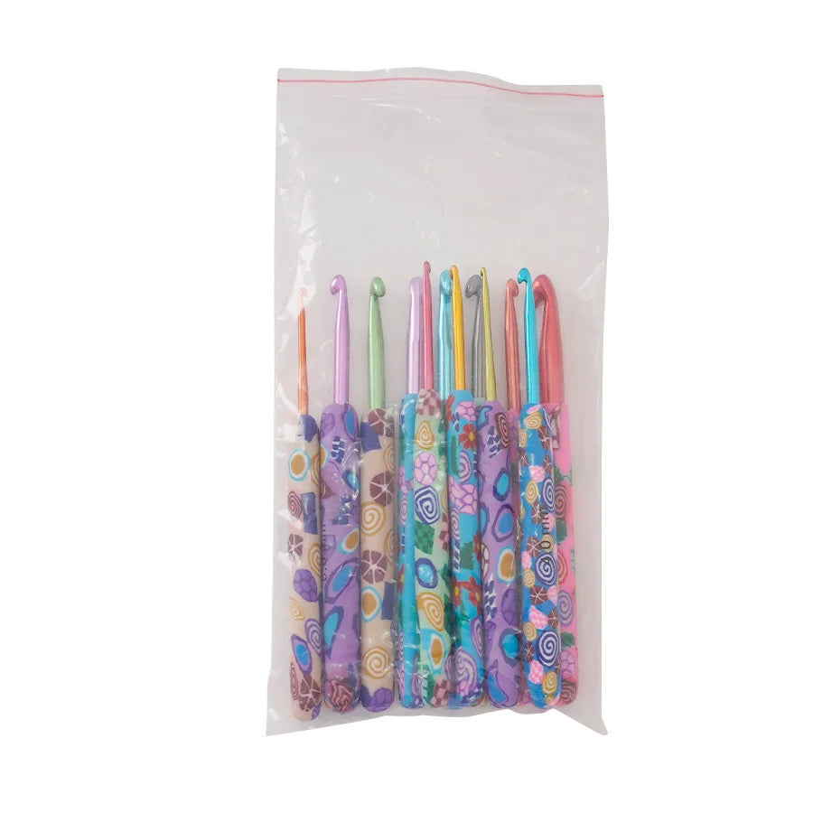 Juego de variados colores y estilos de crochet para tejer, de aluminio, con mango ergonómico