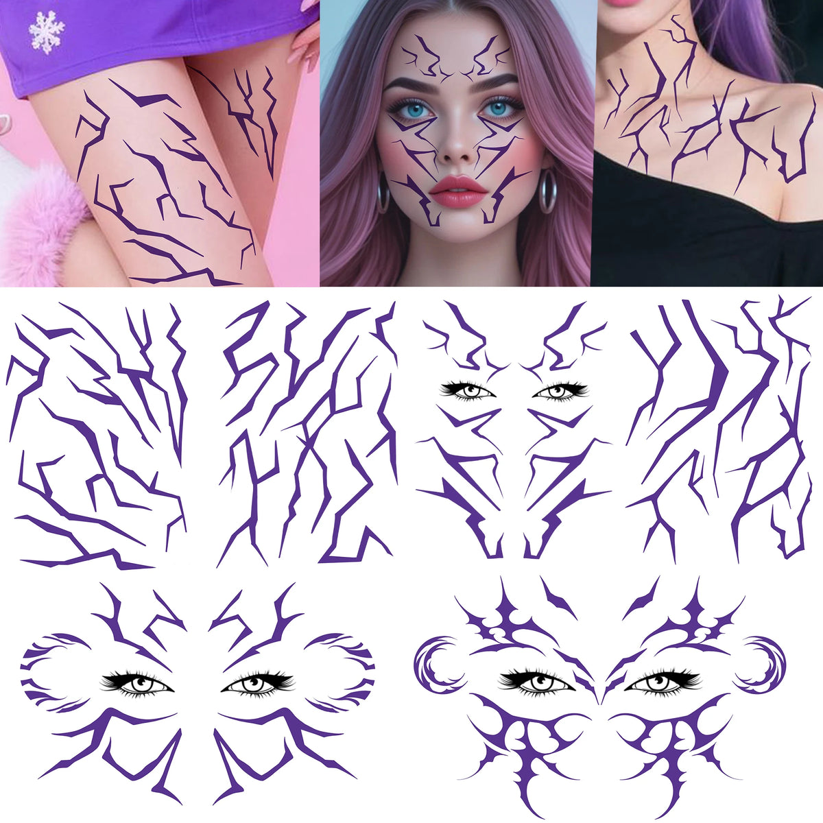 6 Hojas de Tatuajes Temporales para Halloween, Duraderos e Impermeables para Hombres y Mujeres
