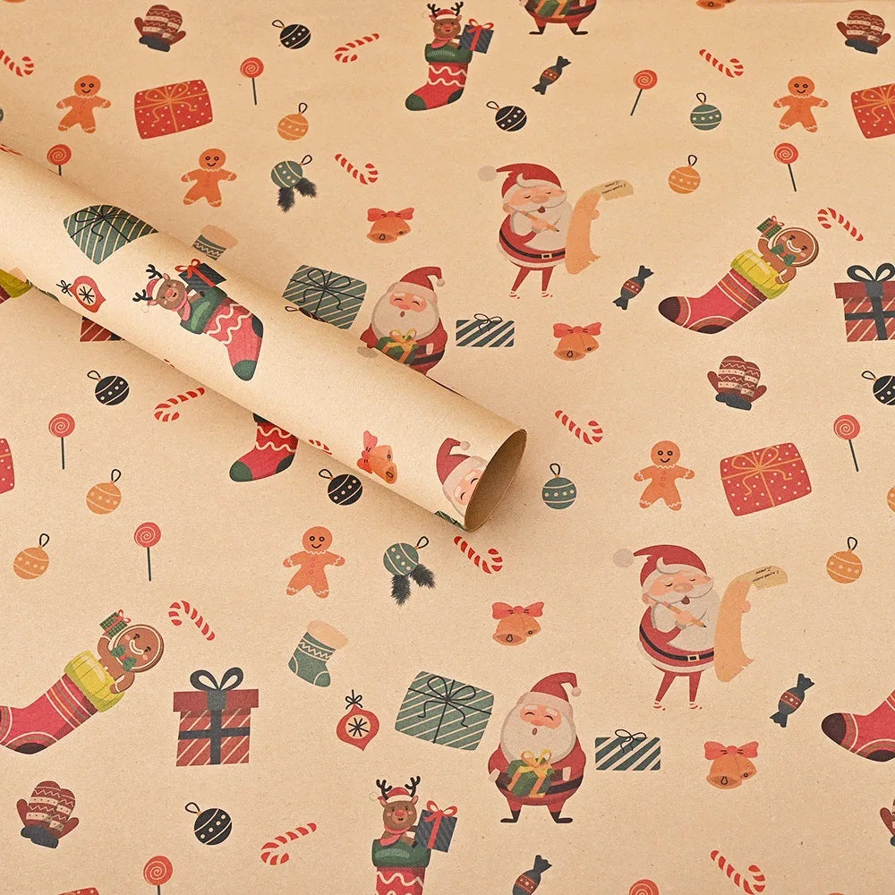 10 Uds., de papel de regalo navideño-74*50cm