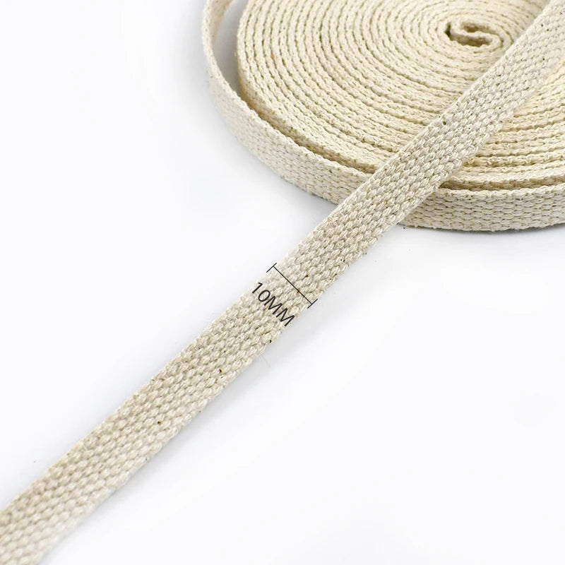 Huinchas de algodón de lona beige de 10 metros, 15-38mm