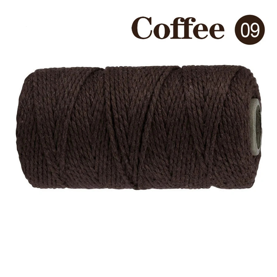 Cuerda de Algodón Puro para Macramé, de 2mm y 100M, 20 Colores