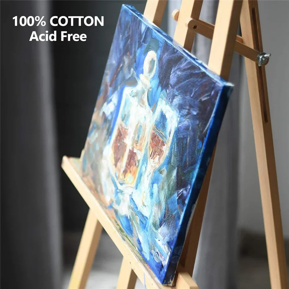 Lienzo de arte blanco, para pintura al óleo acrílica, madera + lienzo de algodón, 6 uds.