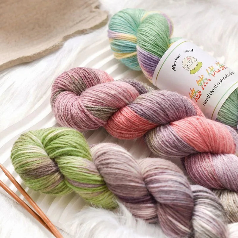 1 rollo de 100g/rollo de lana Merino colorido,  tejido de arcoíris para bebé