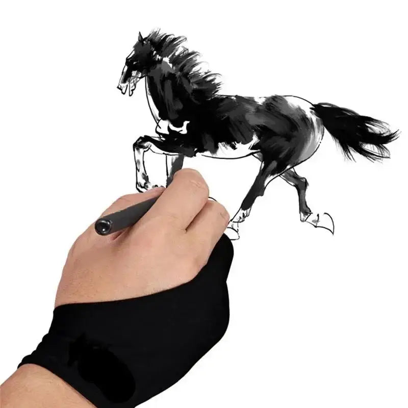 Guante de dibujo, guantes anti táctil de dos dedos, protector contra manchas, pintura