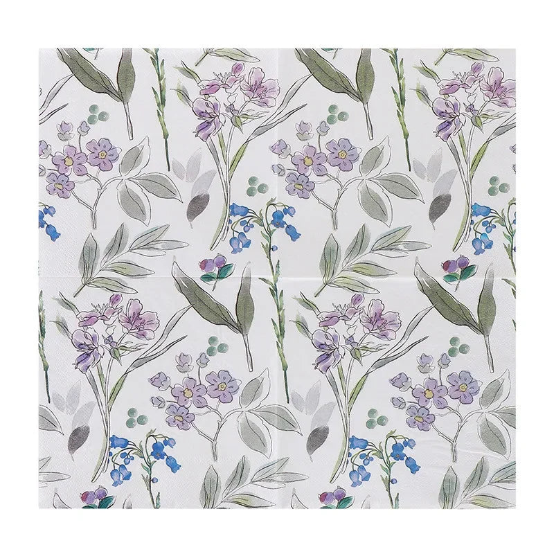 Paquete de 20 Servilletas de Papel Desechables con Diseño de Plantas y Flores, 33x33cm, Decoupage
