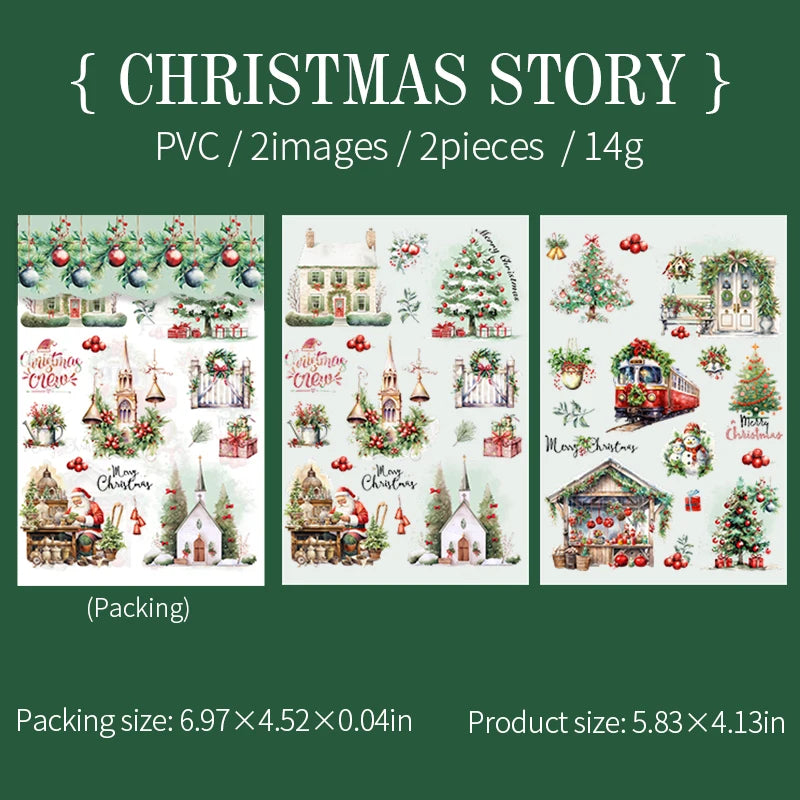 2 unids/pack stickersde pvc para Navidad, adhesivo, impermeable  y creativo
