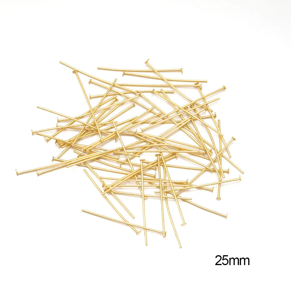 100/50 Uds. Cabezas de acero inoxidable, de cabeza plana, de bola de Color dorado para accesorios de joyería