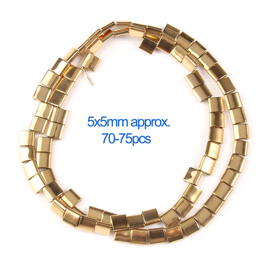 Mostacillas de hematita chapadas en oro Natural para fabricación de joyería