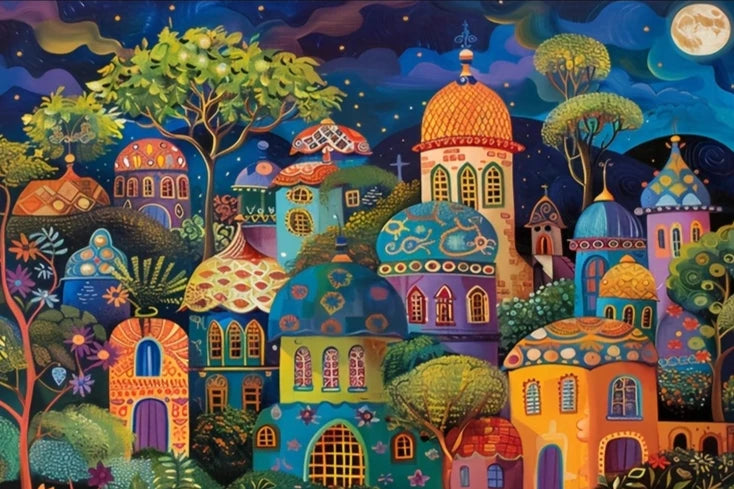 Rompecabezas de 300/500/1000 piezas, pintura de pueblo Medieval