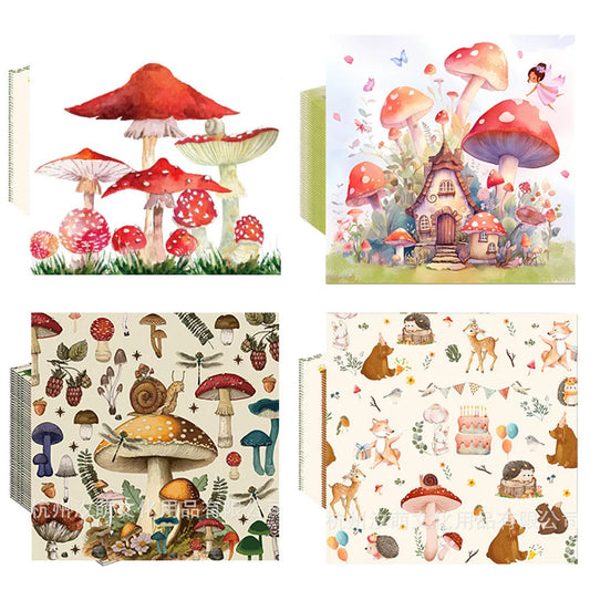 Servilletas de papel con imágenes de setas, de hadas del bosque encantado, 20/40/60/80/100 Uds. para decoupage y decoración